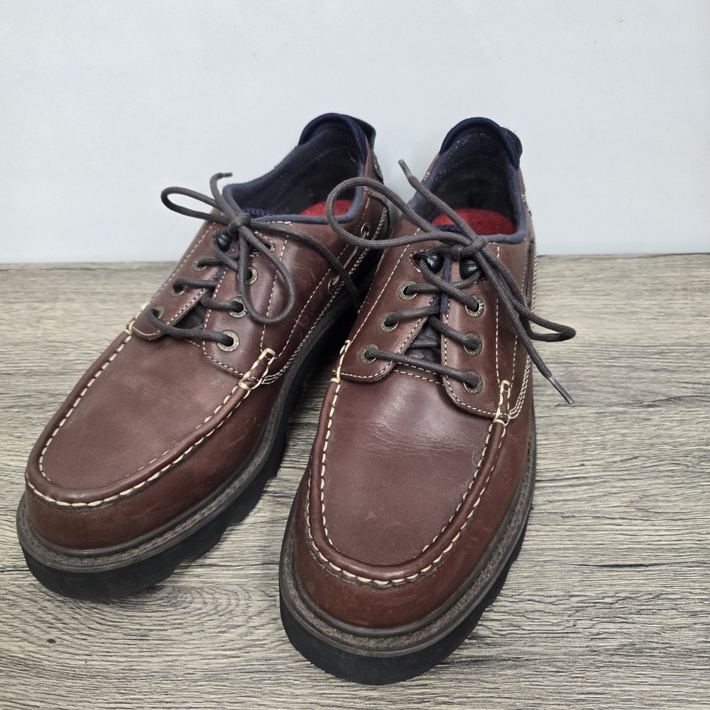 Tommy Hilfiger Brown Leather 90s Y2K‎ Chunky Shoes Mens Size 12 M - Picture 2 of 9